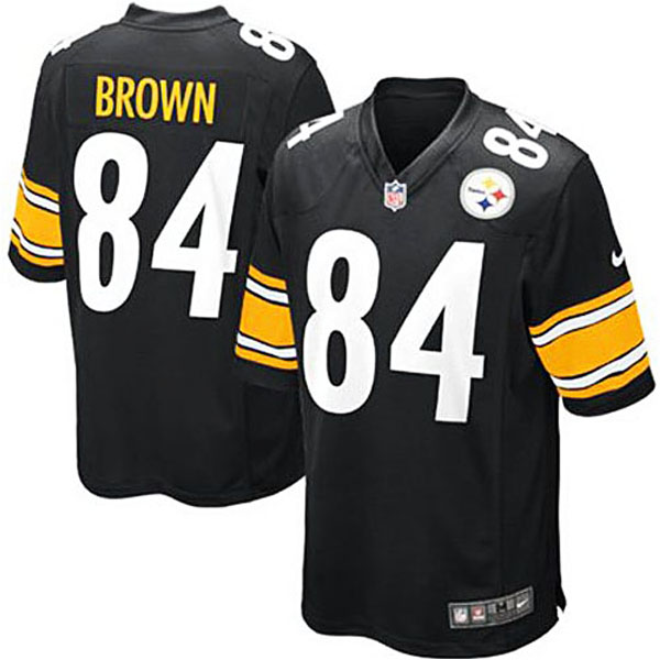 Pittsburgh Steelers #84 Antonio Brown Black Team Color Game Jersey