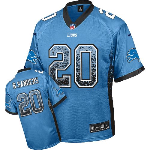 Barry Sanders Light Blue Detroit Lions #20 Drift Fashion Jersey