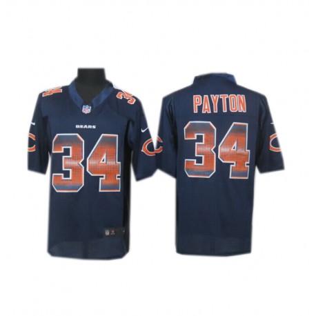 Women Chicago Bears #34 Walter Payton Navy Blue Fashion Strobe Jersey