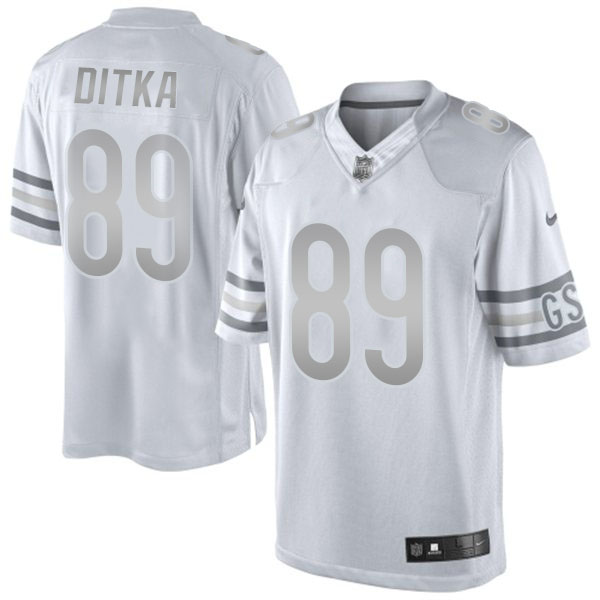 Chicago Bears #89 Mike Ditka White Platinum Limited Jersey
