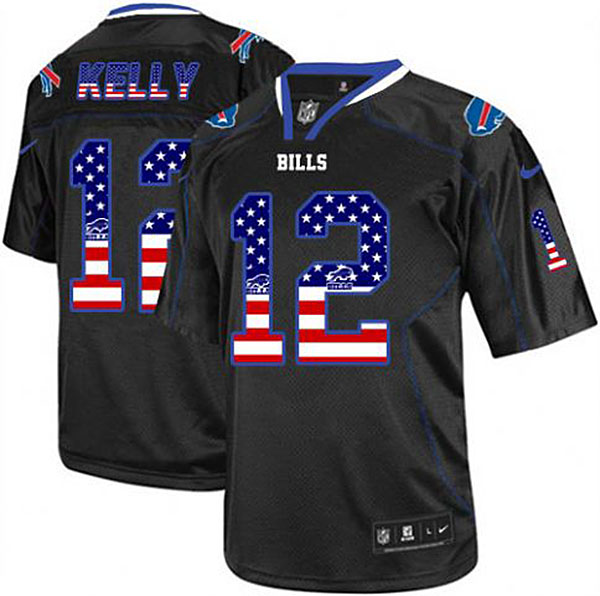 Buffalo Bills #12 Jim Kelly Black USA Flag Fashion Jersey Buffalo Bills #12 Jim Kelly Black USA Flag Fashion Jersey