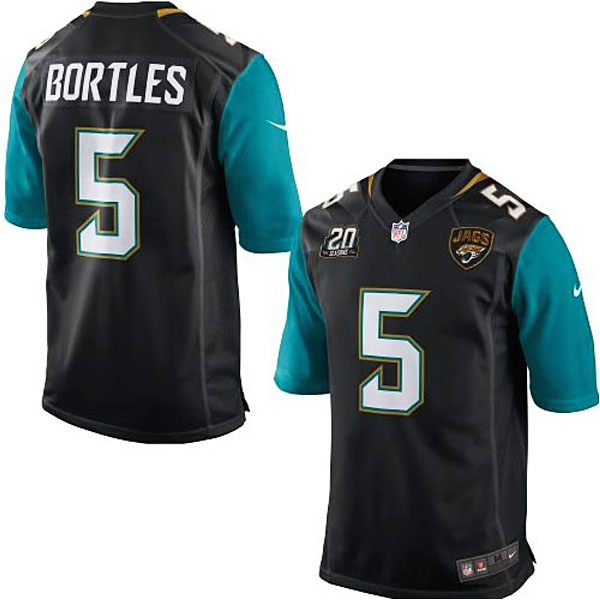 Jacksonville Jaguars #5 Blake Bortles Black 20th Season Patch Game Jersey
