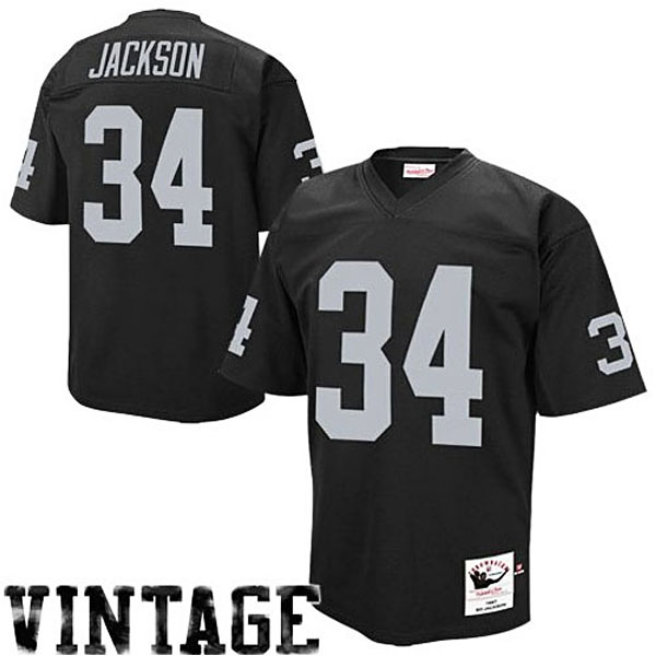 Oakland Raiders #34 Bo Jackson Mitchell & Ness Black 1990 Authentic Throwback Jersey