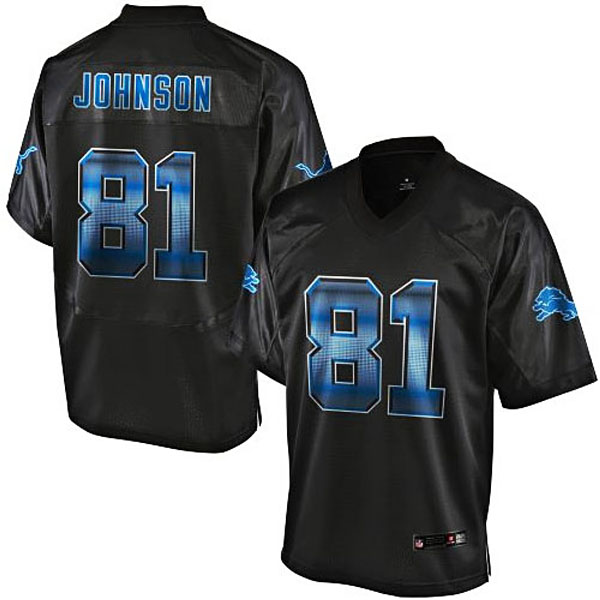Detroit Lions #81 Calvin Johnson Pro Line Black Strobe Jersey