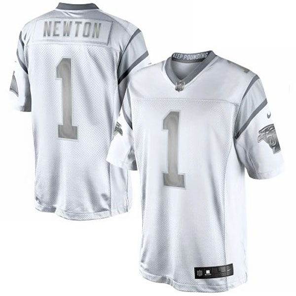 Carolina Panthers #1 Cam Newton White Platinum Limited Jersey Carolina Panthers #1 Cam Newton White Platinum Limited Jersey