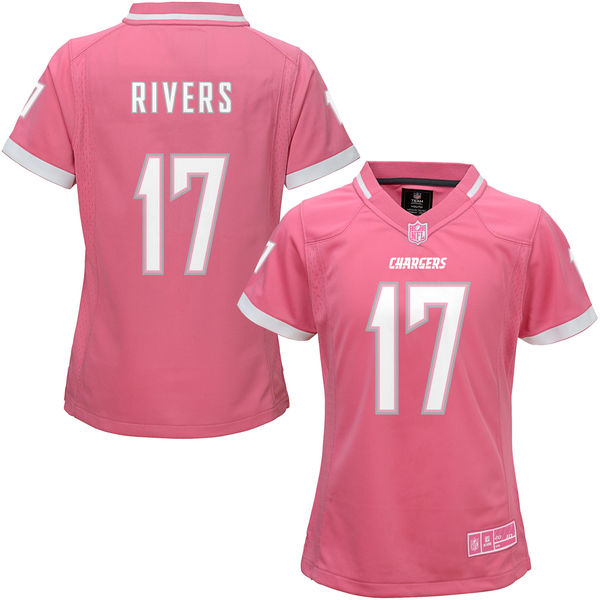 Women San Diego Chargers #17 Philip Rivers Pink Bubble Gum Jersey
