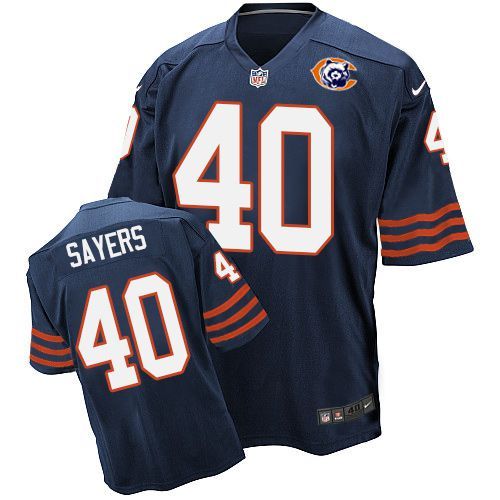 Chicago Bears #40 Gale Sayers Navy Throwback Jersey