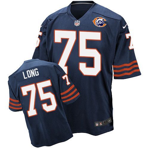 Chicago Bears #75 Kyle Long Navy Throwback Jersey Chicago Bears #75 Kyle Long Navy Throwback Jersey