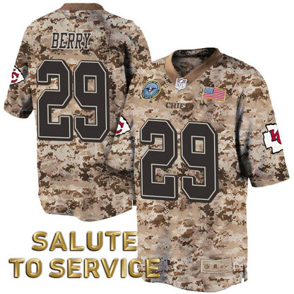 Kansas City Chiefs #29 Eric Berry Salute to Service Digital Camo Jersey