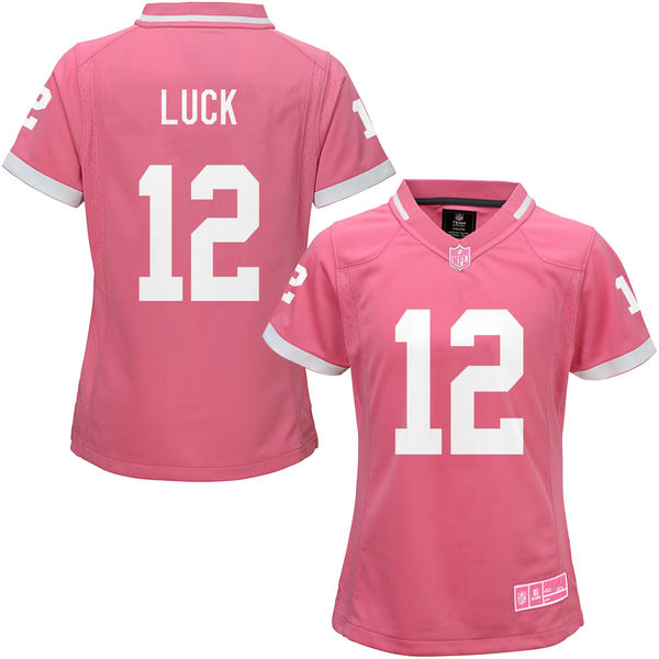 Women Indianapolis Colts #12 Andrew Luck Pink Bubble Gum Jersey