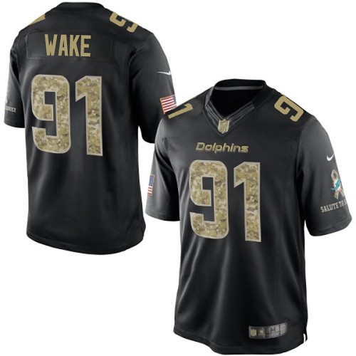 Miami Dolphins #91 Cameron Wake Salute To Service Black Jersey
