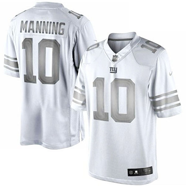 New York Giants #10 Eli Manning White Platinum Limited Jersey