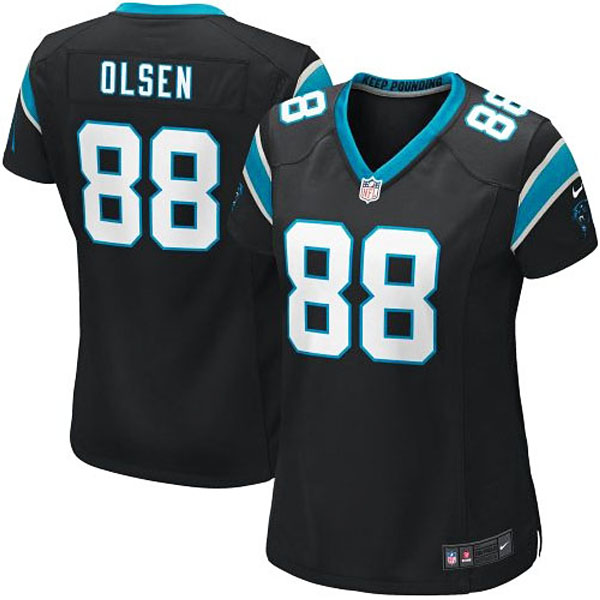 Youth Carolina Panthers #88 Greg Olsen Black Game Jersey