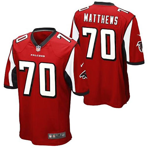 Atlanta Falcons #70 Jake Matthews Red Game Jersey