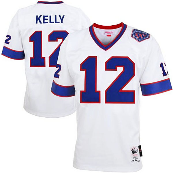Buffalo Bills #12 Jim Kelly Mitchell & Ness White Super Bowl XXV Authentic Throwback Jersey Buffalo Bills #12 Jim Kelly Mitchell & Ness White Super Bowl XXV Authentic Throwback Jersey
