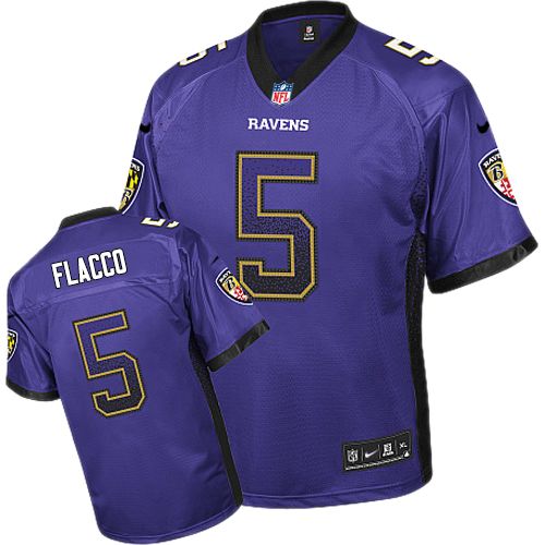 Baltimore Ravens #5 Joe Flacco Purple Drift Fashion Jersey