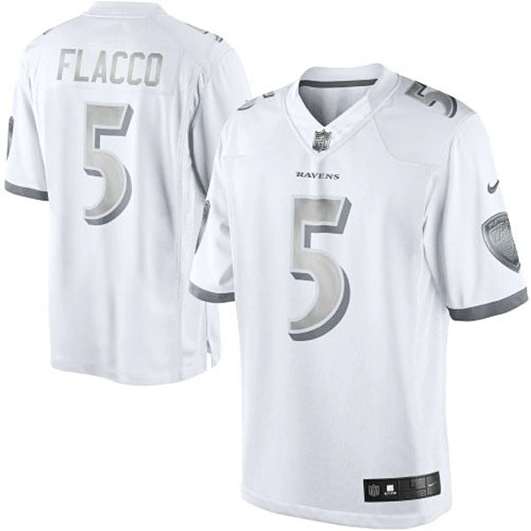Baltimore Ravens #5 Joe Flacco White Platinum Limited Jersey