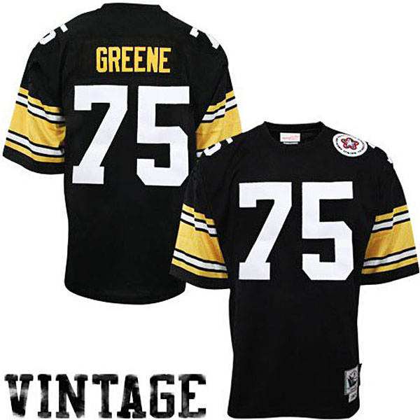 Pittsburgh Steelers #75 Joe Greene Mitchell & Ness Black Authentic Throwback Jersey