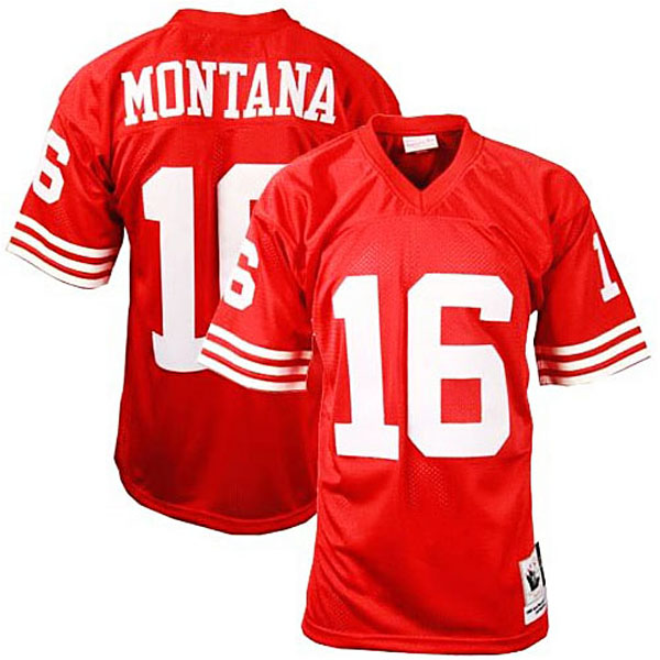 San Francisco 49ers #16 Joe Montana Mitchell & Ness Scarlet Authentic Throwback Jersey San Francisco 49ers #16 Joe Montana Mitchell & Ness Scarlet Authentic Throwback Jersey
