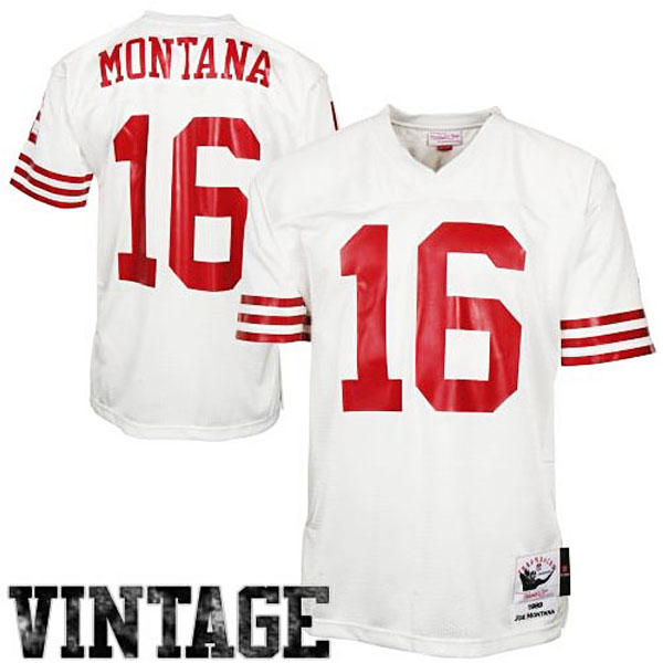 San Francisco 49ers #16 Joe Montana Mitchell & Ness White Authentic Throwback Jersey San Francisco 49ers #16 Joe Montana Mitchell & Ness White Authentic Throwback Jersey