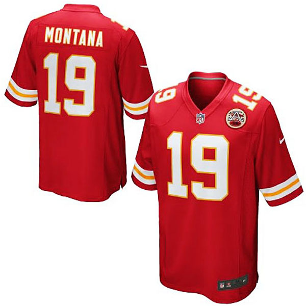 Kansas City Chiefs #19 Joe Montana Red Retired Player Game Jersey