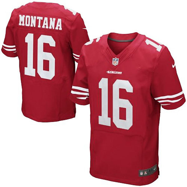 Joe Montana San Francisco 49ers #16 Retired Elite Jersey-Scarlet