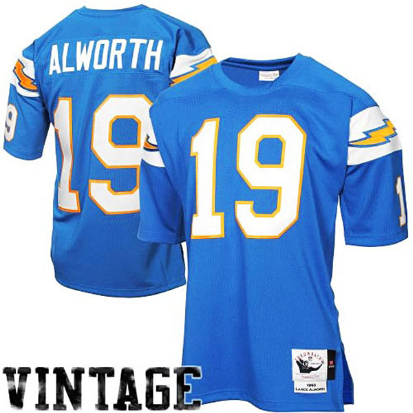 San Diego Chargers #19 Lance Alworth Mitchell & Ness Light Blue Authentic Throwback Jersey