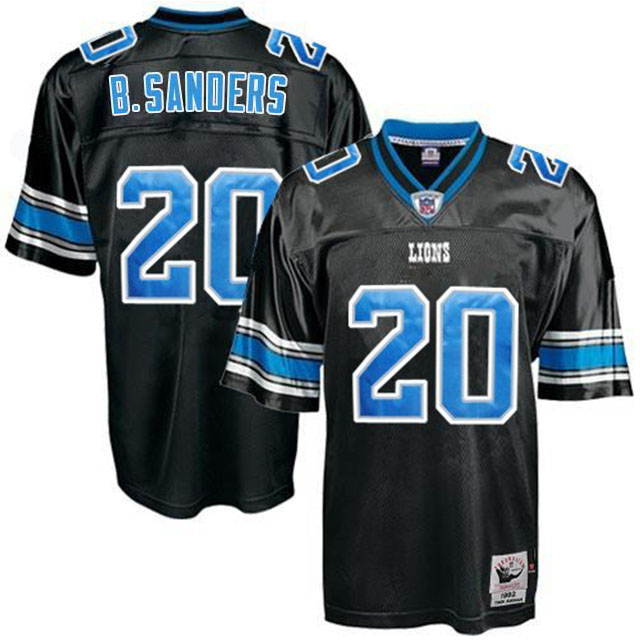Detroit Lions #20 Barry Sanders Black Game Retired Player Jersey