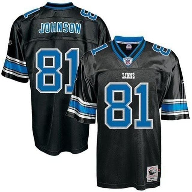 Detroit Lions #81 Calvin Johnson Black Game Jersey