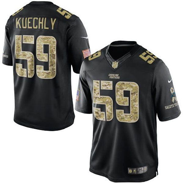 Carolina Panthers #59 Luke Kuechly Black Salute To Service Jersey