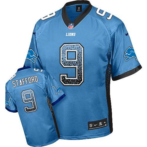 Detroit Lions #9 Matthew Stafford Light Blue Drift Fashion Jersey