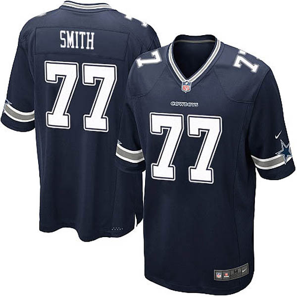 Dallas Cowboys #77 Tyron Smith Game Navy Blue Team Color Jersey