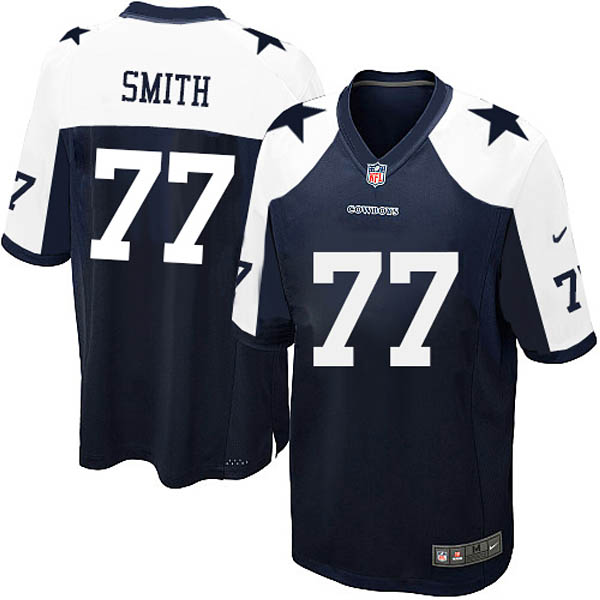 Dallas Cowboys #77 Tyron Smith Game Navy Blue Throwback Alternate Jersey