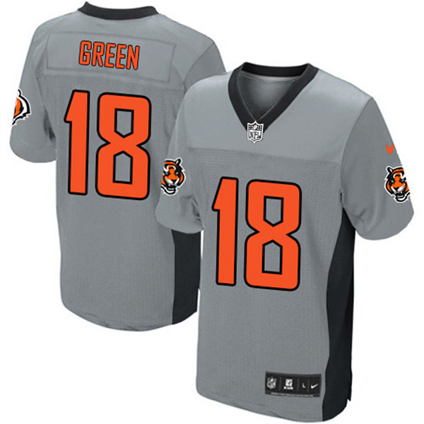 Cincinnati Bengals #18 A.J. Green Elite Grey Shadow Jersey