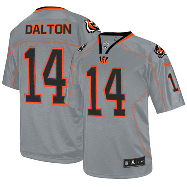 Cincinnati Bengals #14 Andy Dalton Elite Grey Lights Out Jersey With Super Bowl LVI Patch