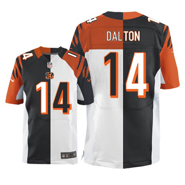 Cincinnati Bengals #14 Andy Dalton Elite Two Tone Team Road Jersey With Super Bowl LVI Patch