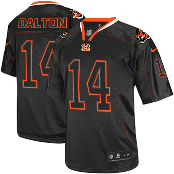 Cincinnati Bengals #14 Andy Dalton Game Black Lights Out Jersey With Super Bowl LVI Patch