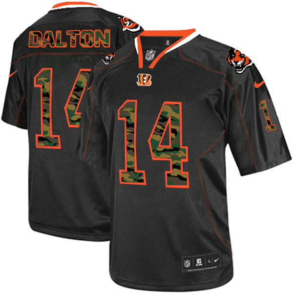 Cincinnati Bengals #14 Andy Dalton Limited Black Camo Fashion Jersey With Super Bowl LVI Patch