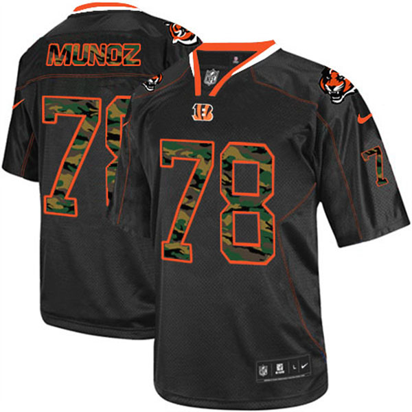 Cincinnati Bengals #78 Anthony Munoz Game Black Camo Fashion Jersey With Super Bowl LVI Patch