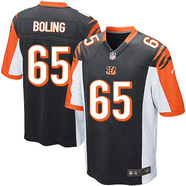Cincinnati Bengals #65 Clint Boling Game Black Jersey With Super Bowl LVI Patch