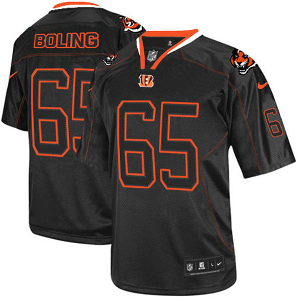 Cincinnati Bengals #65 Clint Boling Game Black Lights Out Jersey With Super Bowl LVI Patch