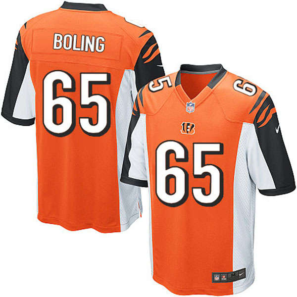 Cincinnati Bengals #65 Clint Boling Game Orange Jersey With Super Bowl LVI Patch