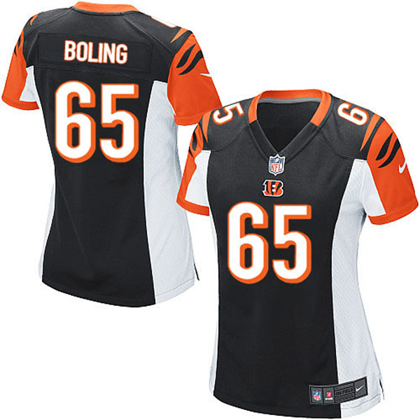 Women Cincinnati Bengals Clint Boling Game Black Jersey With Super Bowl LVI Patch
