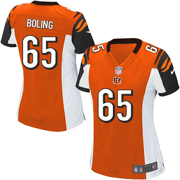 Women Cincinnati Bengals Clint Boling Game Orange Jersey With Super Bowl LVI Patch