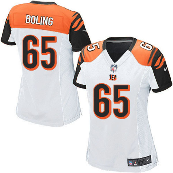Women Cincinnati Bengals Clint Boling Game White Jersey With Super Bowl LVI Patch