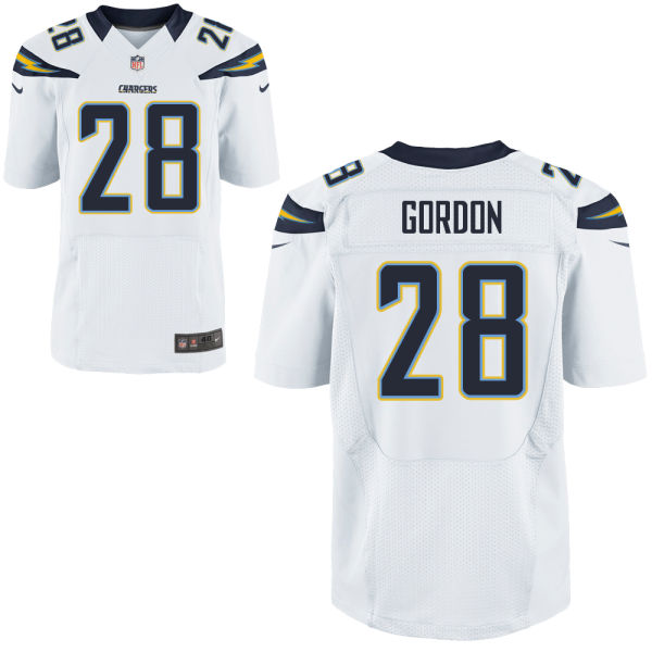 2015 Draft 15th Overall Pick San Diego Chargers #28 Melvin Gordon Elite White Jersey