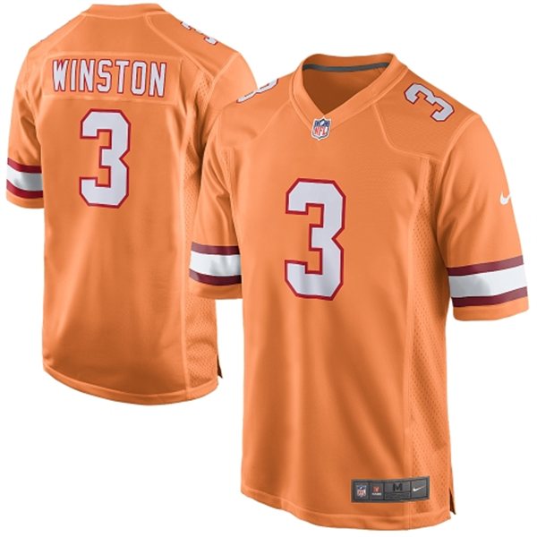 2015 Draft 1st Overall Pick Buccaneers #3 Jameis Winston Game Orange Jersey