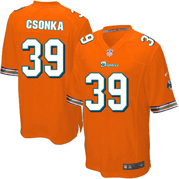 Miami Dolphins #39 Larry Csonka Game Orange Jersey
