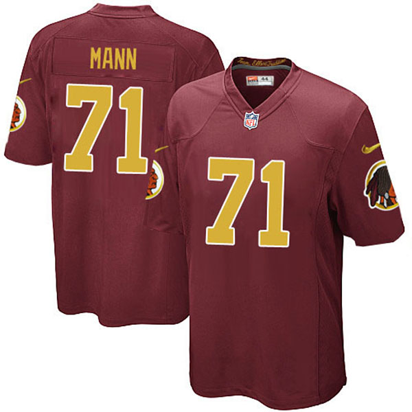Washington Redskins #71 Charles Mann Game Red Gold Jersey