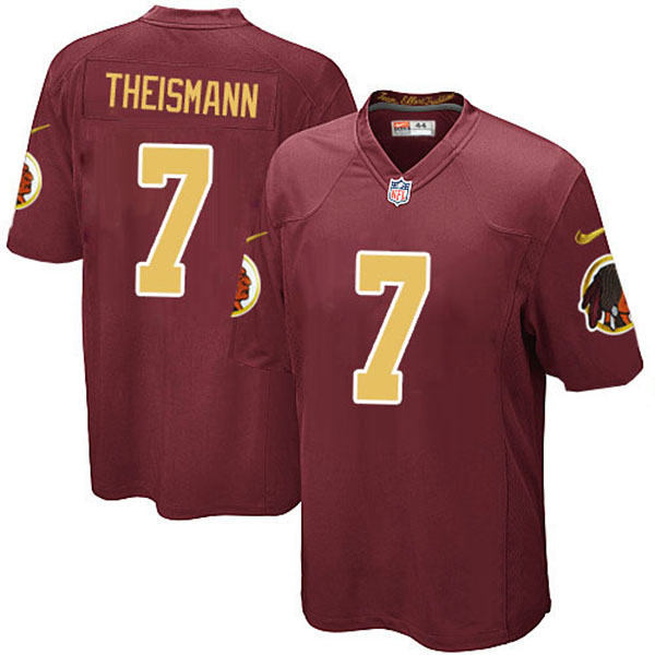 Washington Redskins #7 Joe Theismann Game Red Gold Jersey